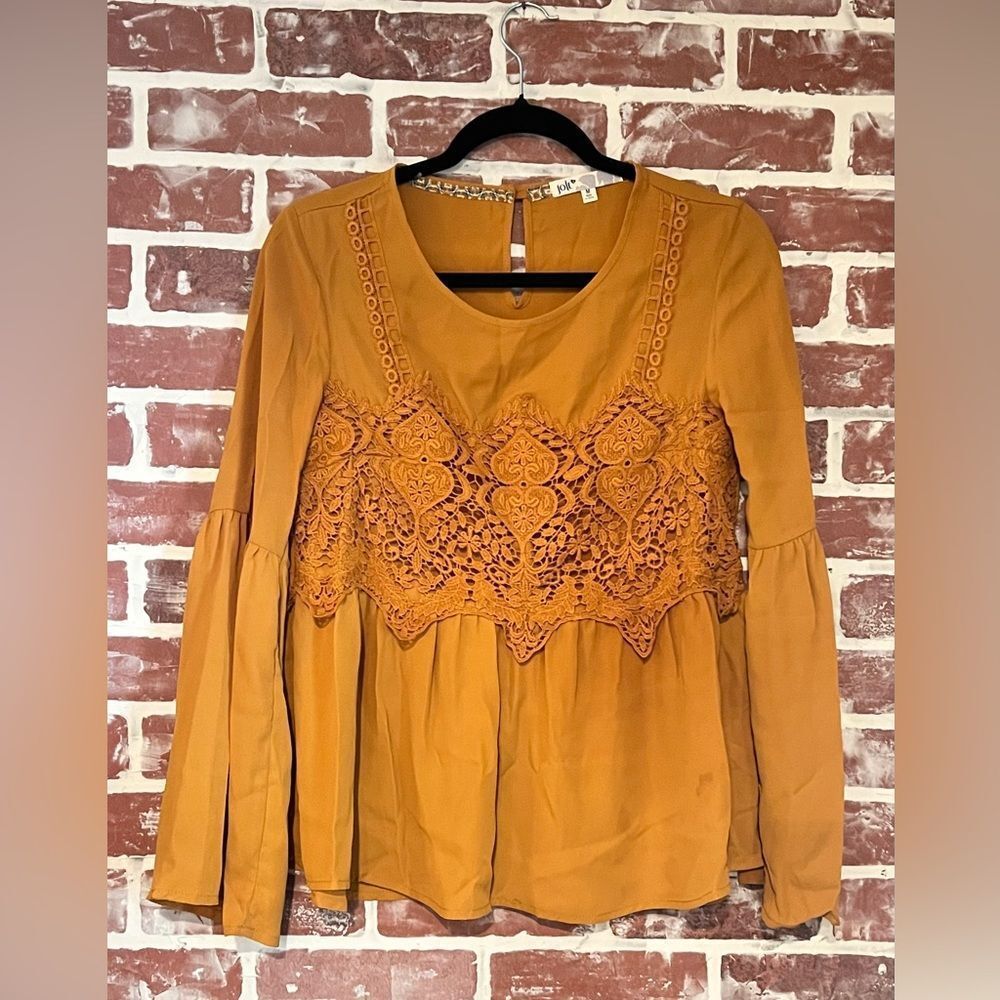 Jolt Mustard Lace Detail Blouse
